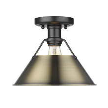 Golden Canada 3306-FM BLK-AB - Yep by Golden Lighting Orwell 1-light Flush Mount in Matte Black and Aged Brass shade
